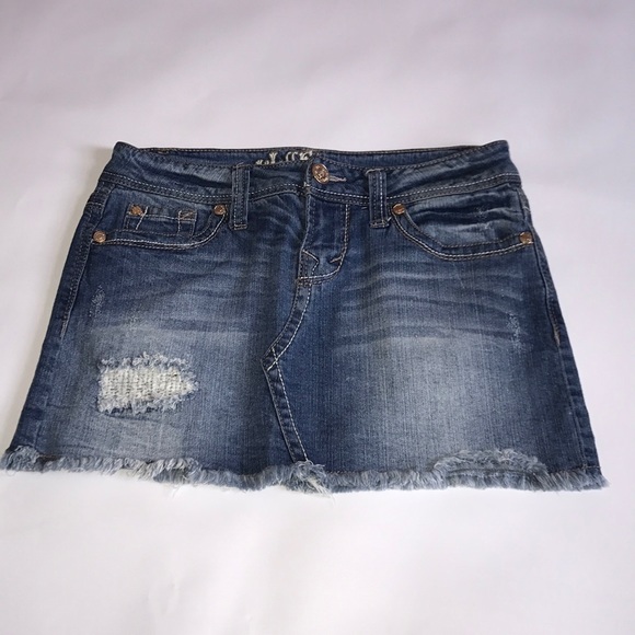 Wall Flower Jeans Mini Skirt Distressed 5 0261 - Picture 2 of 6